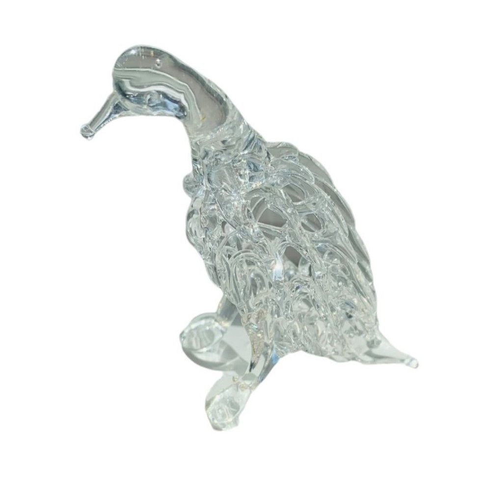 Clear Spun Glass Bird Figurine Filigree Vintage 2.25" h Vintage